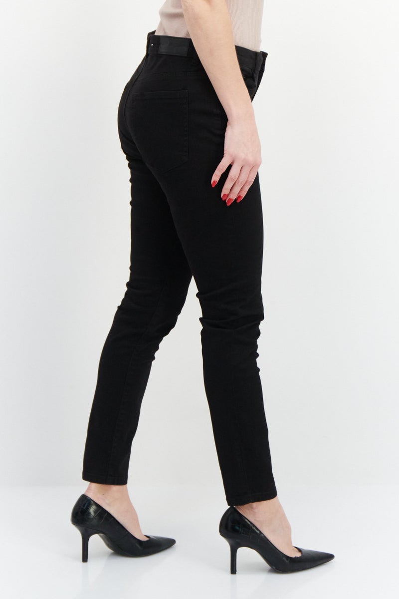 EDC Women Skinny Fit Plain Stretchable 30 Length Jeans, Black - Image 2